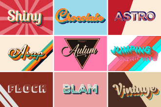 do 3d 70s 80s retro vintage typography style t shirt text striped logo design