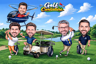 draw a premium golf caricature or any sports caricature