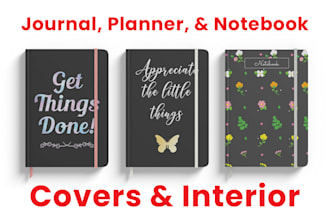 design amazon KDP journal cover and interior pages