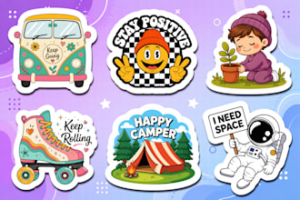 create cute hand drawn custom sticker designs for your brand