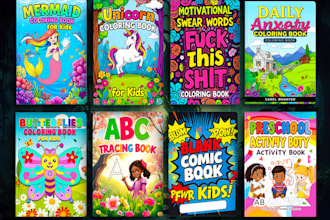 create kids and adults coloring book cover and interior design for kdp