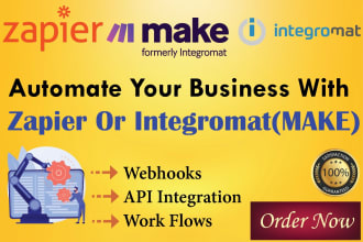 fix or create zapier or integromat,make automation in 1 hr