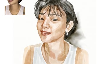 draw your potrait in watercolor illustration style