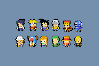 create pixel art characters in chibi style