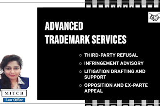 help you with trademark notices, office action,  opposition, and litigation