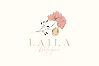 design a custom hand drawn, botanical, flower, floral logo