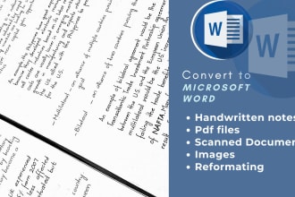 type scanned handwritten notes, documents, images into ms word
