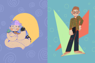 draw a colorful cartoon portrait or character in my style