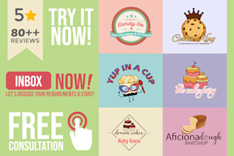 design bakery, food, cake and restaurant logo