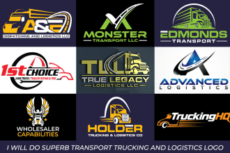 create superb transport trucking and logistics logo