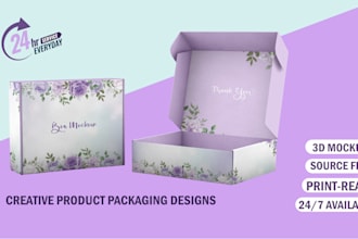 create packaging box design, mailer box design and subscription box and mockup