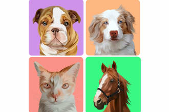 make vector illustration dog, cat, animal pet cartoon portrait