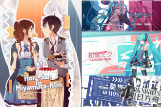 design awesome vtuber or anime banner and wallpaper