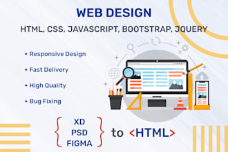 convert the design into a responsive with html, css, js