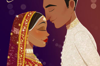 illustrate a cute, stylized portrait