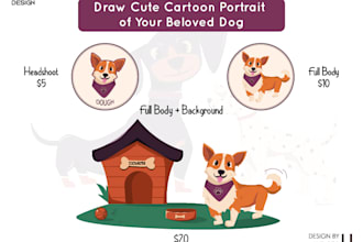 draw cute cartoon portrait of your dog
