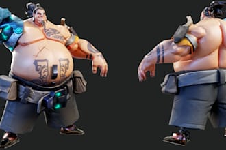 create stylized 3d character modelling and texturing