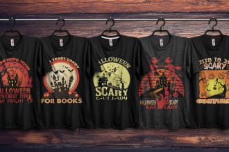 do eye catching custom trendy halloween t shirt design
