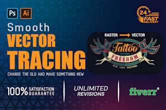 do manual vector tracing and redraw logo in 3 hours professionally
