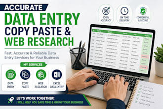 data entry, web research, and email finding