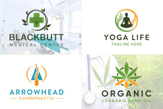 design health, fitness, wellness, yoga, mental, marijuana, and medical logo