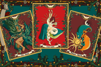 draw unique tarot, zodiac and oracle card illustrations