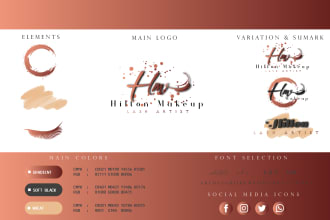 make elegant feminine or author logo with branding guide kit