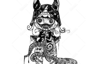 draw horror, gore, thriller dark chibi for halloween