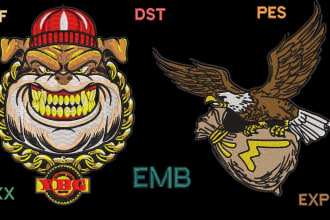 do custom embroidery digitizing for jackets back, left chest, hat within 1 hour