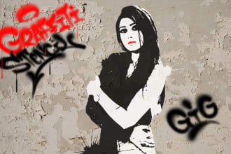 create your portrait in graffiti stencil style