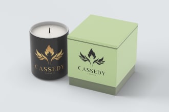 design minimal candle logo and product label and packaging