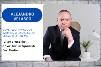 write a radio commercial literary script in spanish