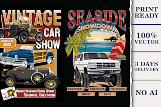 design car show flyer and merchandise with vector file