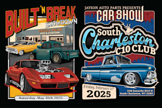 design car show flyer and merchandise with vector file