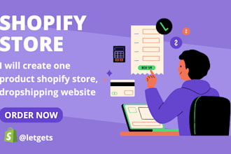 create one product shopify store, dropshipping website