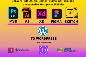 convert PSD to wordpress, xd, figma to responsive wordpress