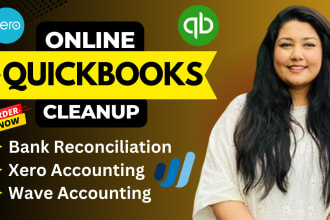 do quickbooks online cleanup and bank reconciliation, xero and wave accounting