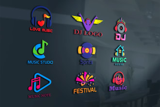 design rock dj band music, artist, typography, business and text logo
