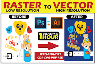 do vector tracing vectorize, redraw, convert logo or image into vector ai