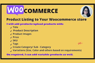 do woocommerce product listing, product upload