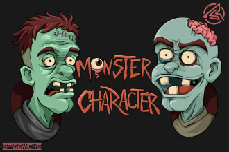 create a custom cool monster cartoon character illustration