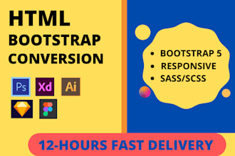 design and convert PSD to HTML bootstrap5 responsive website