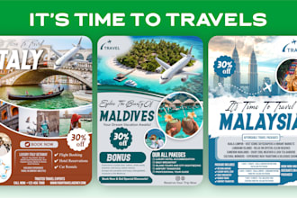create stunning travel flyer, tourism and holiday poster design
