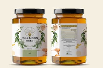 design modern honey, spice, hot sauce and sea moss labels