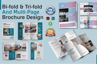 design bifold, trifold, and multi page brochure, or catalog