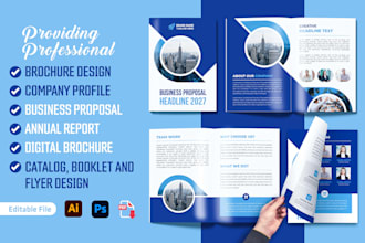 design brochure, company profile, catalog, proposal, or flyer