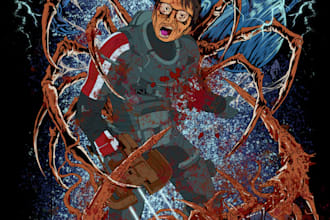 draw dark gore art illustraton for cover,sticker,tshirts etc