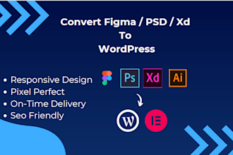 convert figma or PSD to wordpress website using elementor