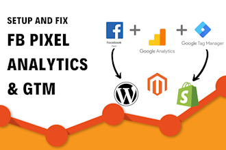 setup or fix google analytics, facebook pixel or tag manager conversion events