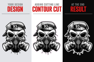 contour cut, cutline, shape outline or laser cutting line on vector sticker